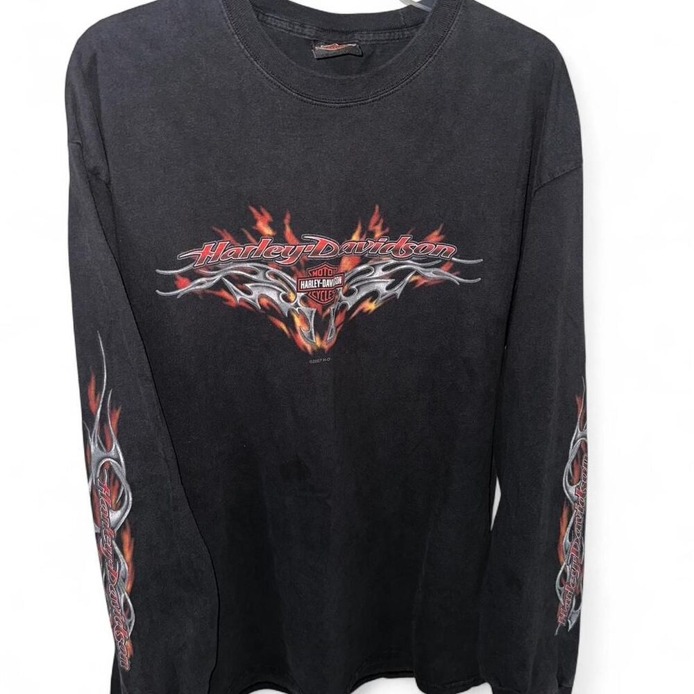 Harley-davidson Men's Black and Grey T-shirt